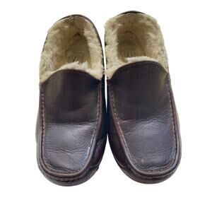 UGG Ascot Leather Brown Size 8 Slipper Shoes